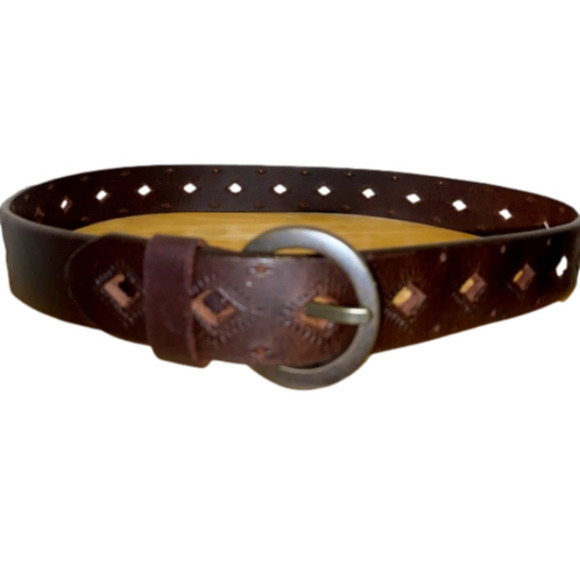 UNISEX dark walnut genuine quality Leather Belt fits 35’’ waist‎ or less size M - Picture 3 of 14